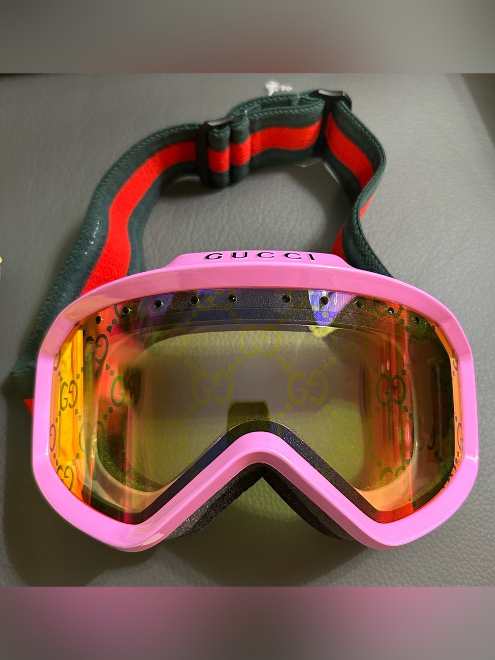 Gucci Pink Logo Monogram Ski Goggles Brand New W/ Verification